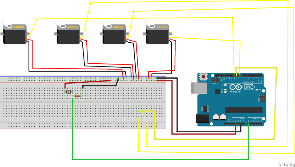 Circuit Diagram of Robotic Arm Project with Arduino