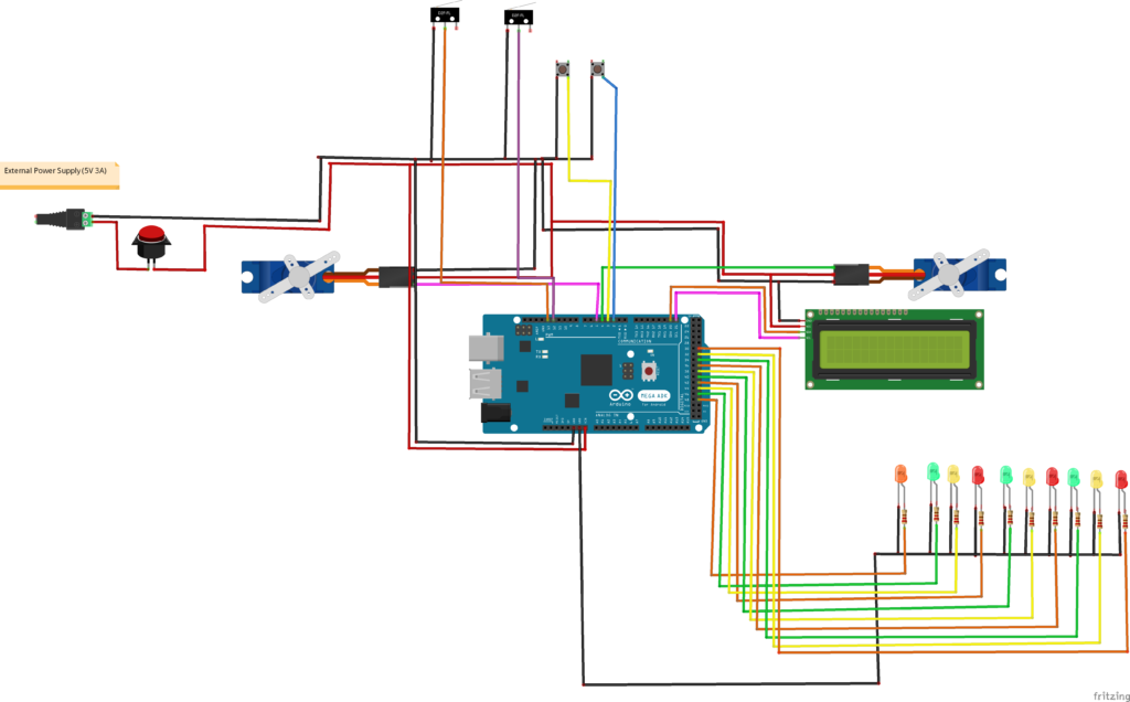 Circuit Diagram of Pin Ball Game with Arduino Mega