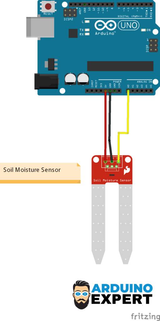 Circuit Diagram of Soil Moisture Sensor with Arduino