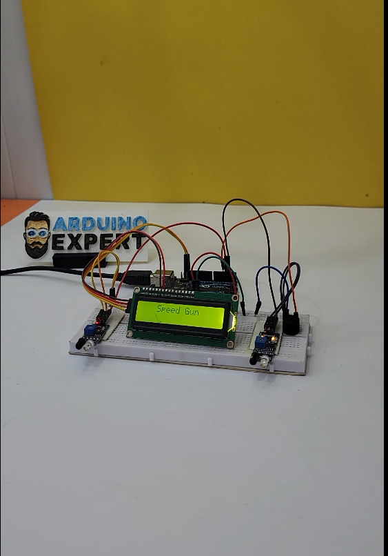 Project Setup of Car Speed Detector with Arduino and IR Sensors and LCD