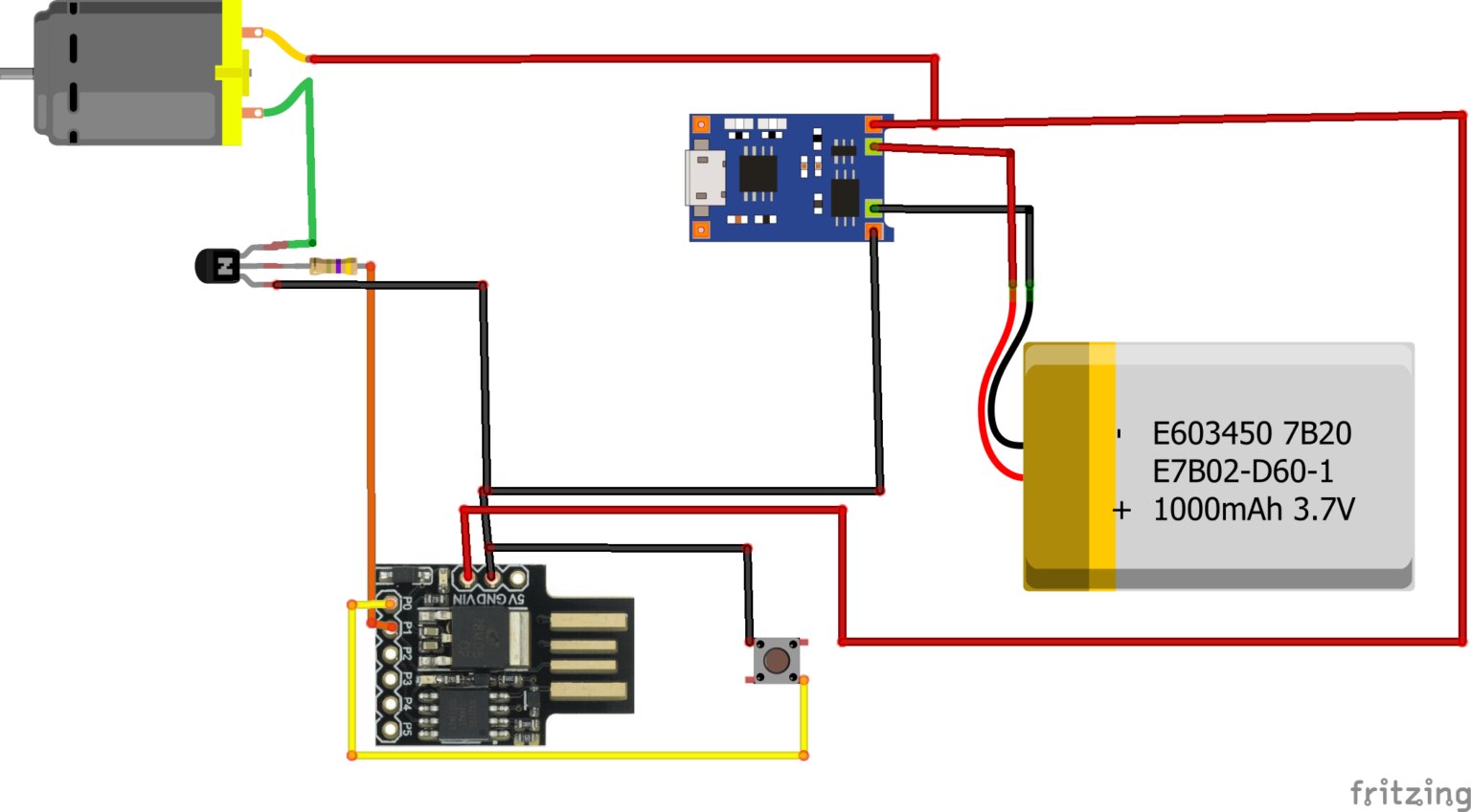 How to Control a DC Motor with ATtiny85 Using a Transistor and Push ...