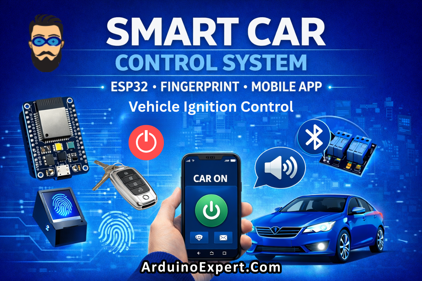 Car Control System with Fingerprint and App || Vehicle Security System with ESP32