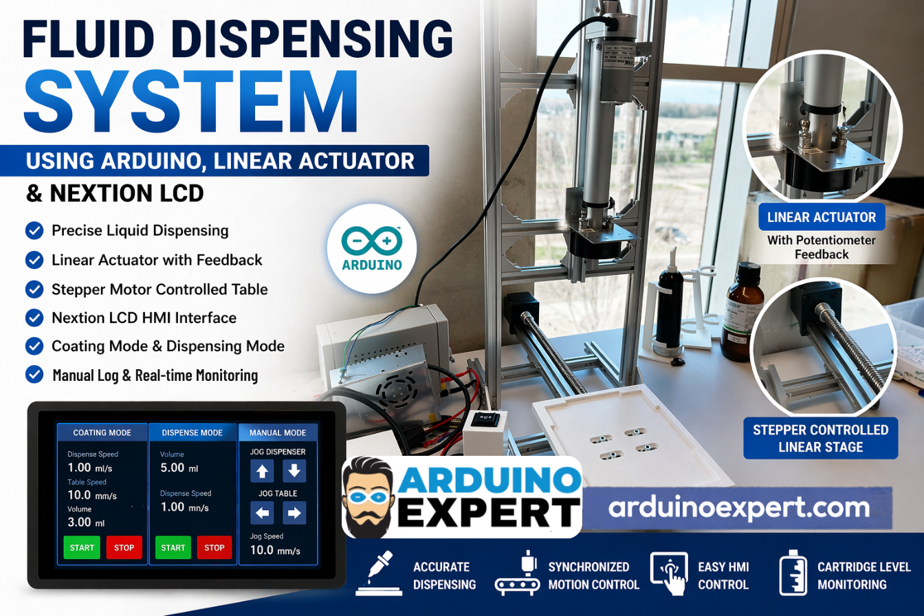 Fluid Dispensing System Using Arduino, Linear Actuator and Nextion LCD