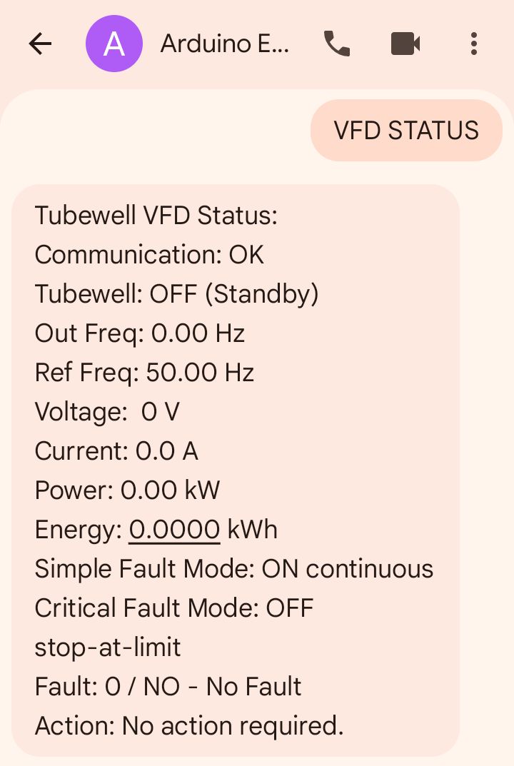 Solar TubeWell VFD Parameters Data Screenshot