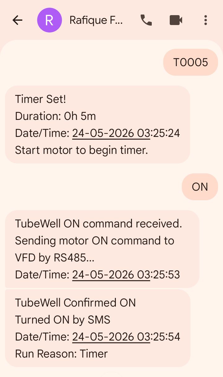 Timer Feature of AabNex SMS Solar TubeWell VFD Controller Device