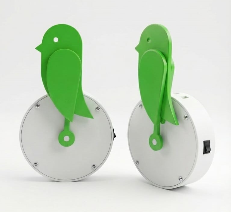 Rendered Image of Birdy AQI Device with white and green color combination