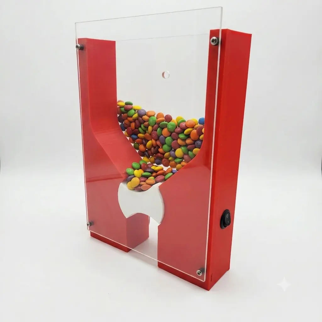 Smart candy dispenser filled with colorful candies