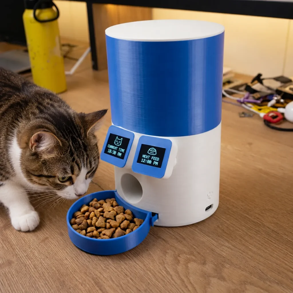 Automatic Pet Feeder with Two OLED Displays