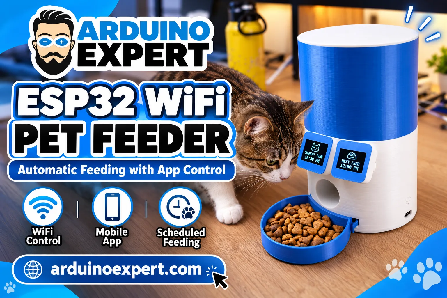 Build an Automatic Pet Feeder Using ESP32 WiFi and Custom App