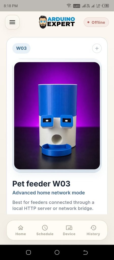 WiFi Communication with the Mobile App of Automatic Cat Feeder